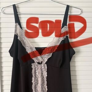 SOLD Vintage Black and Cream Lace Trim Slip Dress 
Size M/L